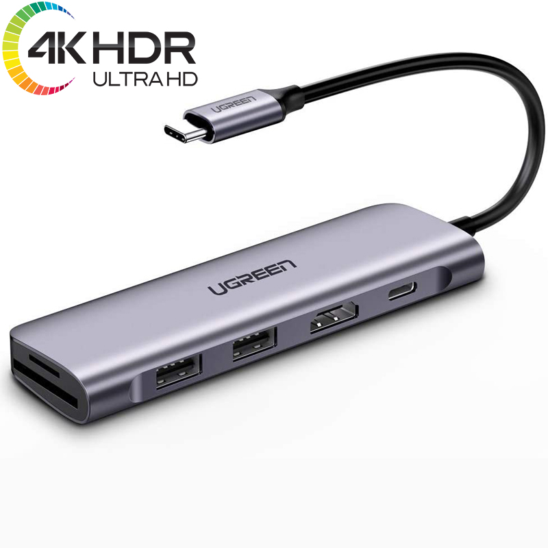 Thiết bị mở rộng USB type-C to HDMI/Hub USB 3.0/SD/TF hỗ trợ sạc cổng USB-C chính hãng Ugreen