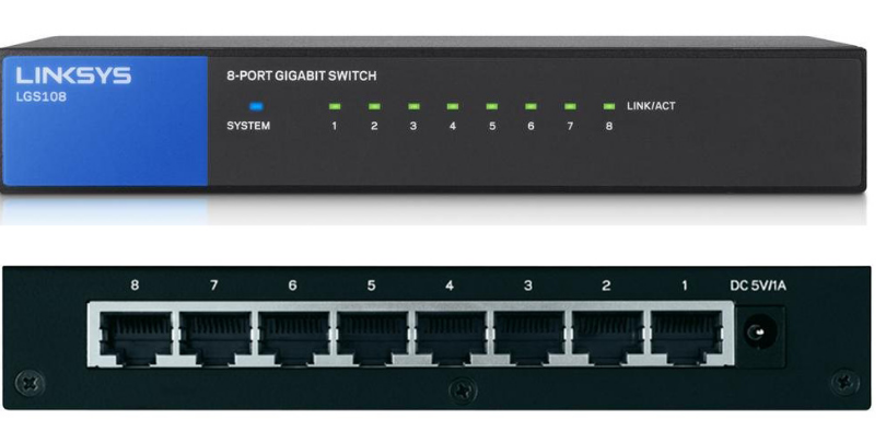 LINKSYS Linksys 8 Ports Gigabit Switch LGS108 - UNMANAGED SWITCH
