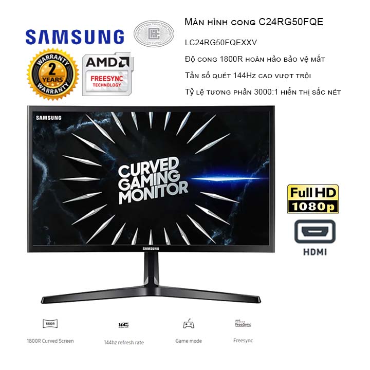 Màn hình Samsung LC24RG50FQEXXV 23.5inch FHD 144Hz Cong