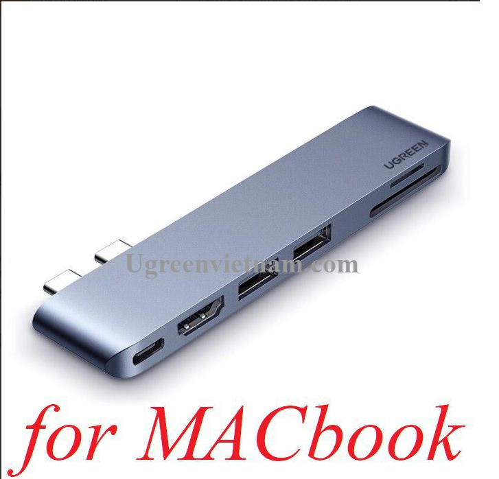 Bộ chuyển Dual Type C to HDMI+USB 3.0+ Card Reader +  Type C Ugreen 80856 MacBook Ugreen 80856 cao cấp