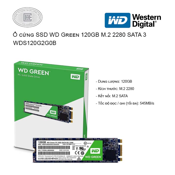 SSD WD Green 120GB M.2 2280 SATA 3 - WDS120G2G0B
