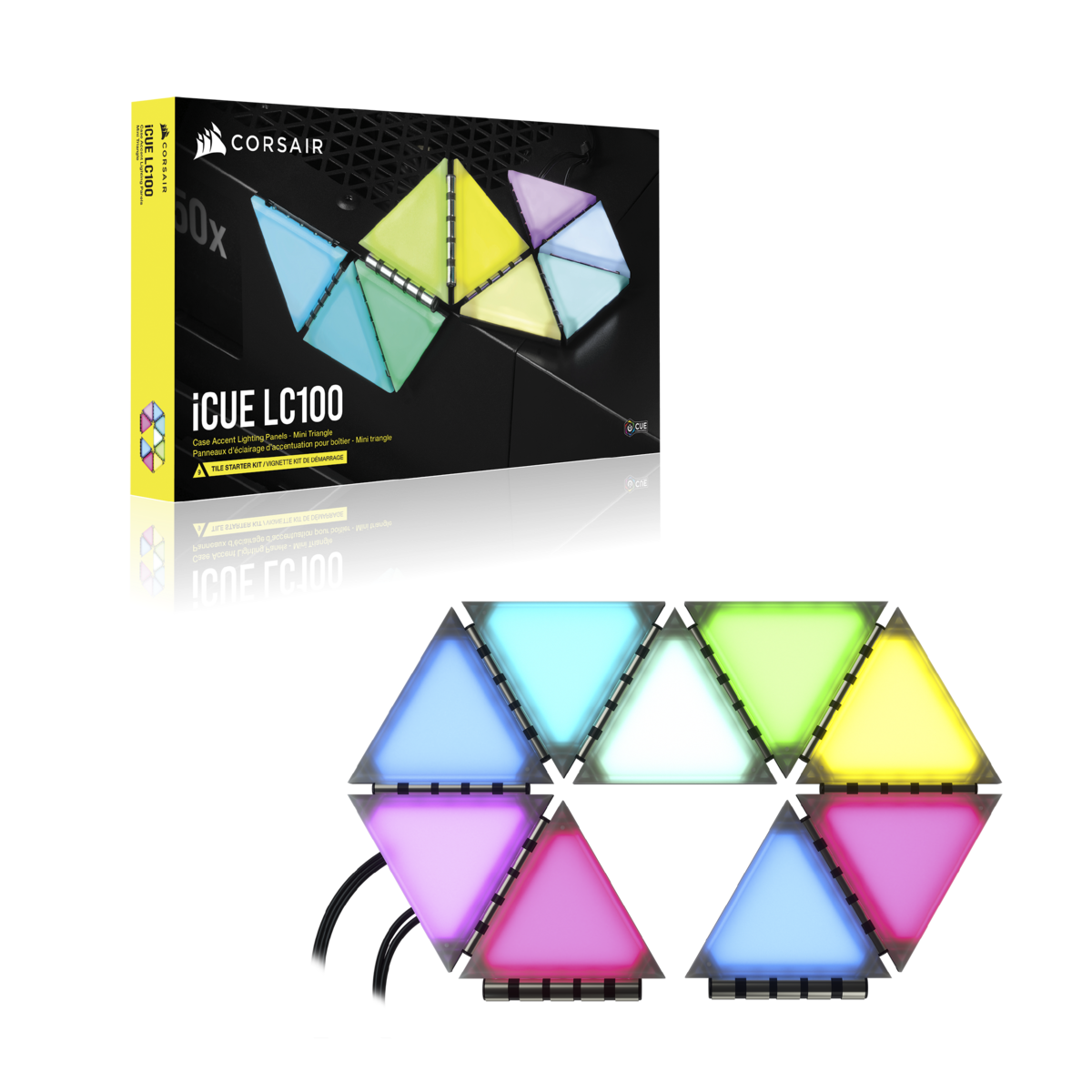 Bộ đèn chiếu sáng Corsair iCUE LC100 Smart Case Lighting Triangles, Starter Kit CL-9011114-WW