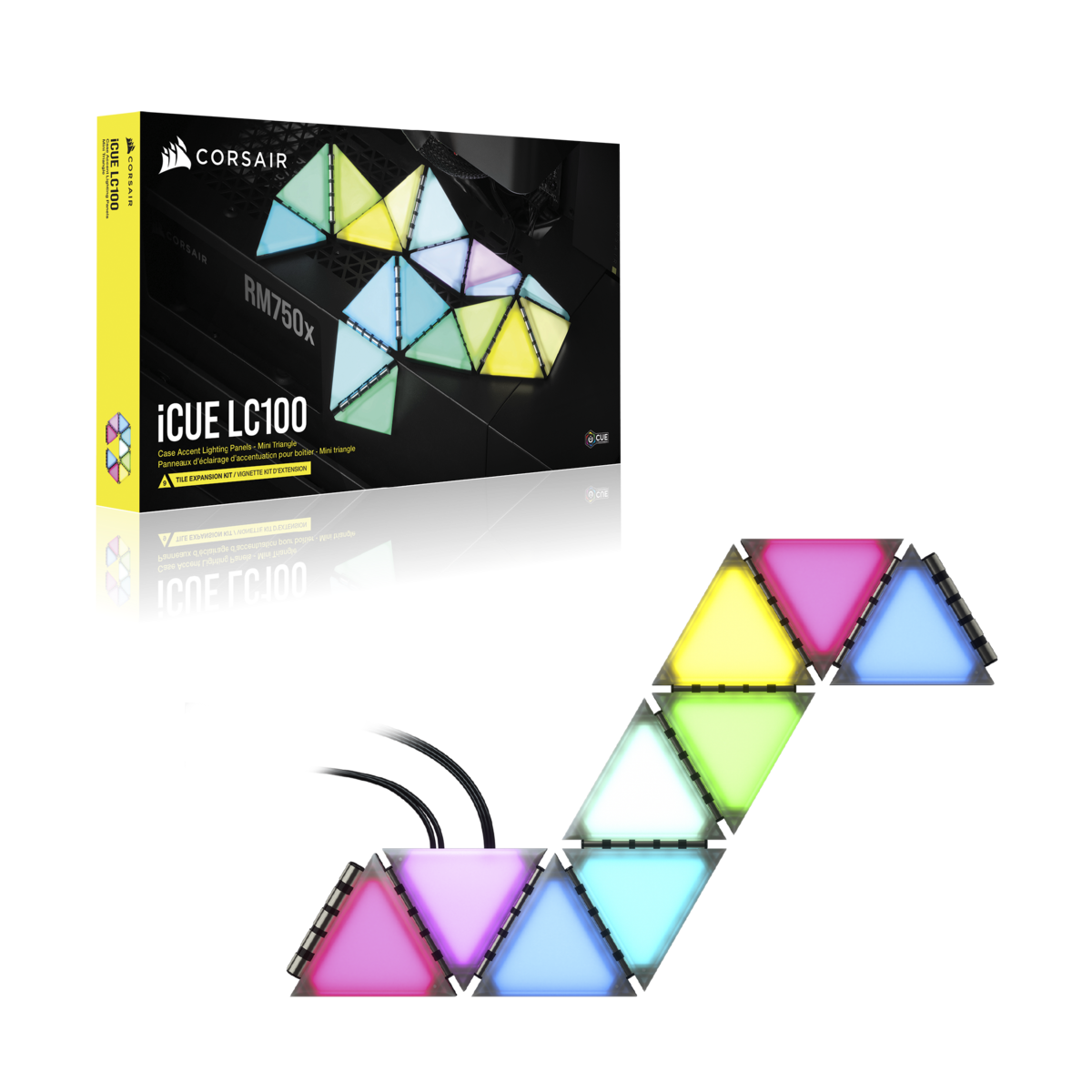 Bộ đèn chiếu sáng Corsair iCUE LC100 Smart Case Lighting Triangles, Expansion Kit CL-9011115-WW