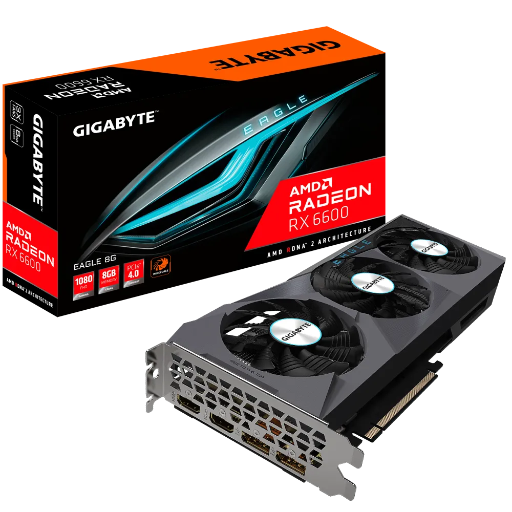 VGA GIGABYTE Radeon RX 6600 EAGLE 8GB GDDR6 (GV-R66EAGLE-8GD)