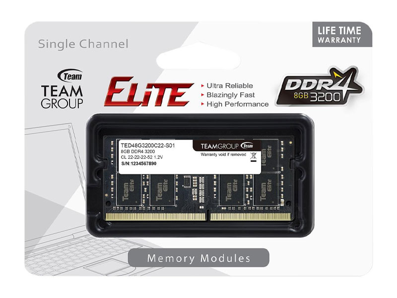 Ram Laptop TeamGroup Elite 8GB DDR4 3200MHz (TED48G3200C22-S01)