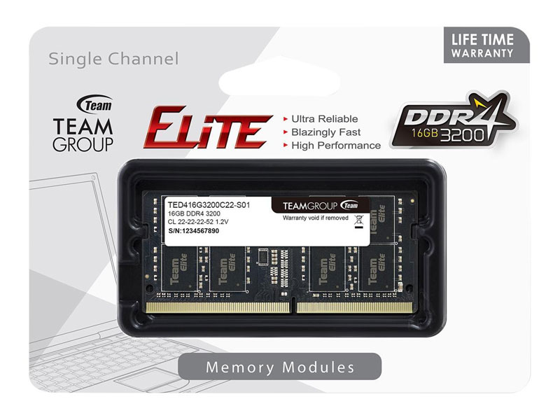 Ram Laptop TeamGroup Elite 16GB DDR4 3200MHz (TED48G3200C22-S01) 16/3200
