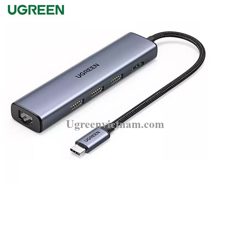 Thiết bị mở rộng Type-C 5 in 1 Sang HDMI 4K@60Hz + USB 3.0*3 + Lan 1000Mbps Ugreen 20934 cao cấp