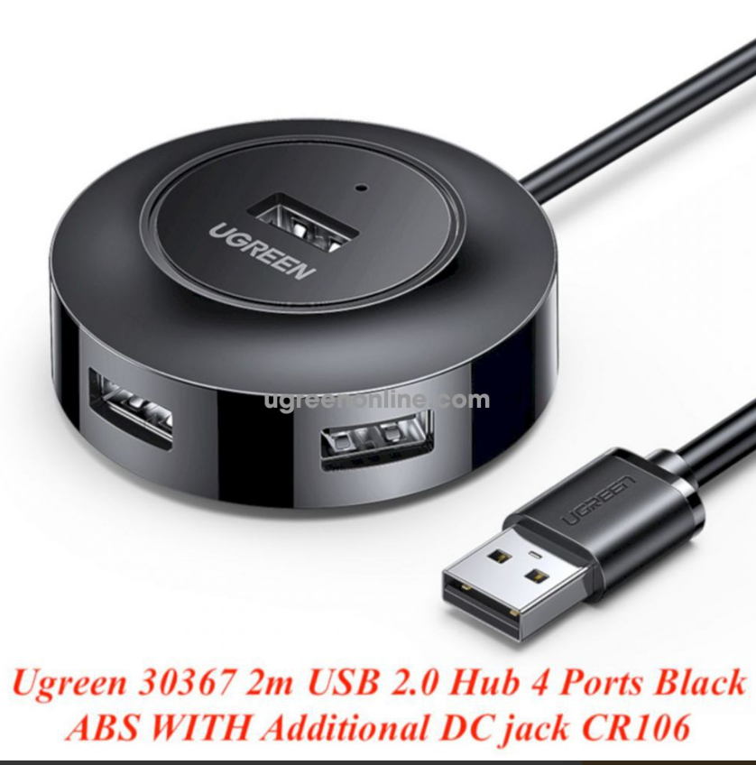 Hub USB 2.0 Ugreen 4 Cổng 2m (Đen) 30367 