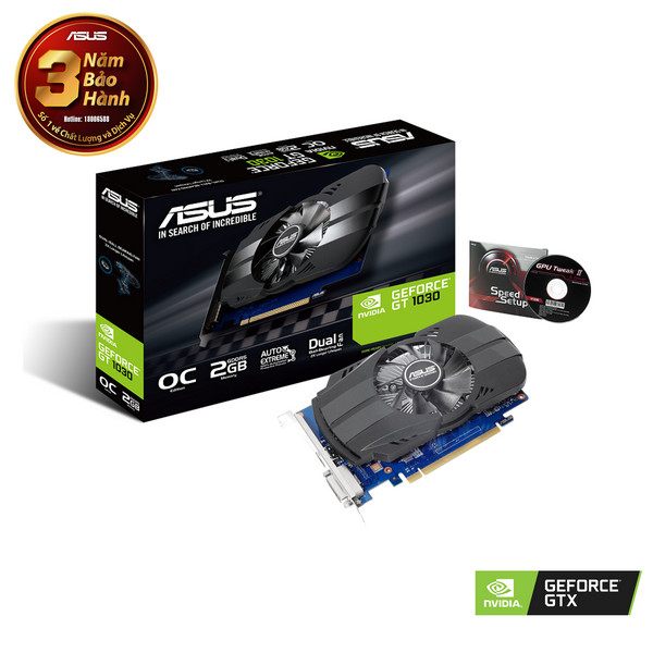 CARD MÀN HÌNH ASUS PH-GT1030-O2G (2GB GDDR5, 64-BIT, DVI+HDMI)