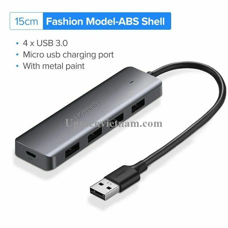 Hub chia 4 cổng USB 3.0 hỗ trợ cấp nguồn Micro USB chính hãng Ugreen 50985 cao cấp