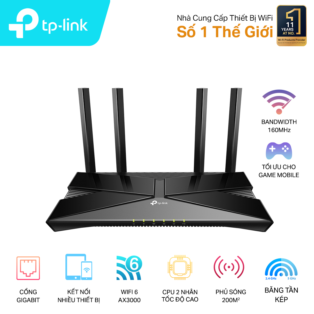 Bộ phát wifi 6 TP-Link Archer AX53 (Chuẩn AX/ AX3000Mbps/ 4 Ăng-ten ngoài/ Wifi Mesh/ 45User)