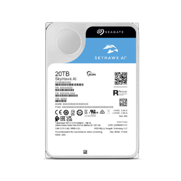 Ổ cứng Seagate Skyhawk AI 20TB ST20000VE002 (3.5Inch/ 5400rpm/ 256MB/ SATA3/ Ổ Camera)