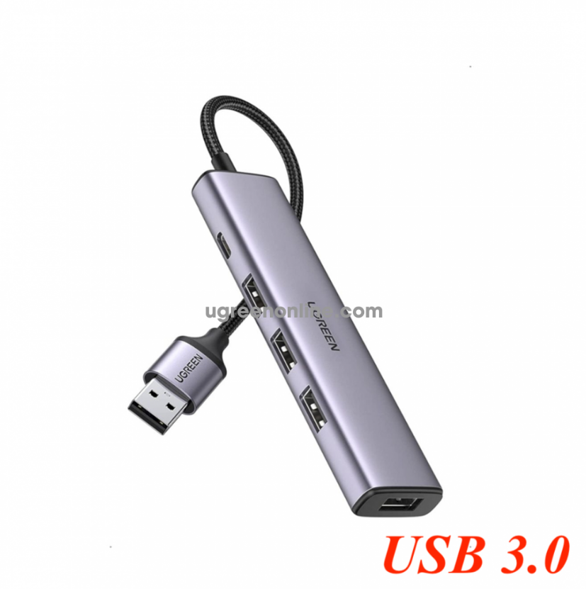 Hub chia USB 3.0 Type-A ra 4 cổng USB 3.0 tốc độ 5Gbps dây bọc dù vỏ nhôm Ugreen 20805