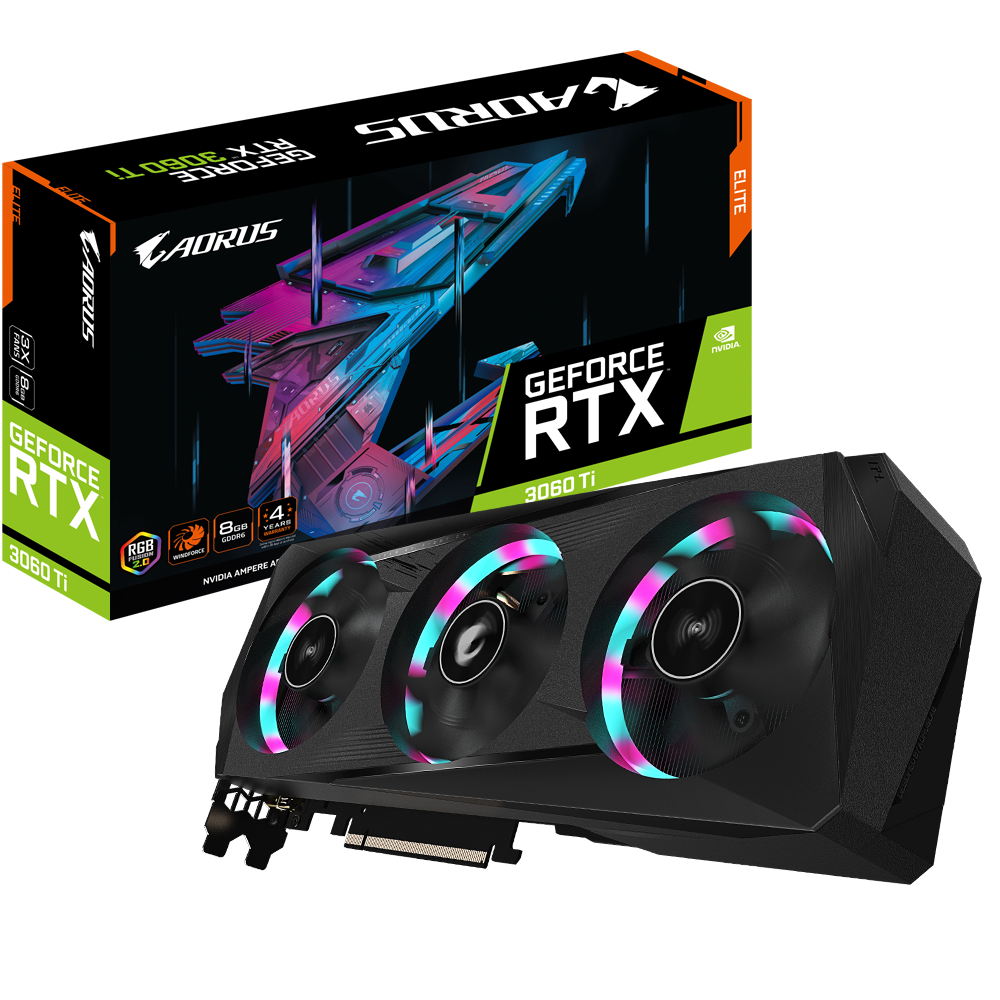 VGA GIGABYTE GeForce RTX™ 3060 Ti AORUS ELITE 8G N306TAORUS E-8GD