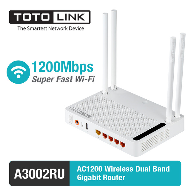 Bộ phát wifi TotoLink A3002RU - 4 anten - chuẩn AC1200