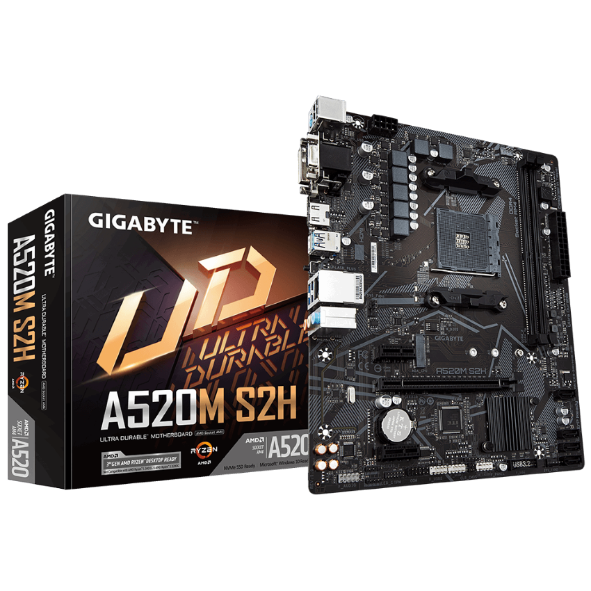 MAINBOARD GIGABYTE A520M-S2H (AMD A520, SOCKET AM4, M-ATX, 2 KHE RAM DDR4)