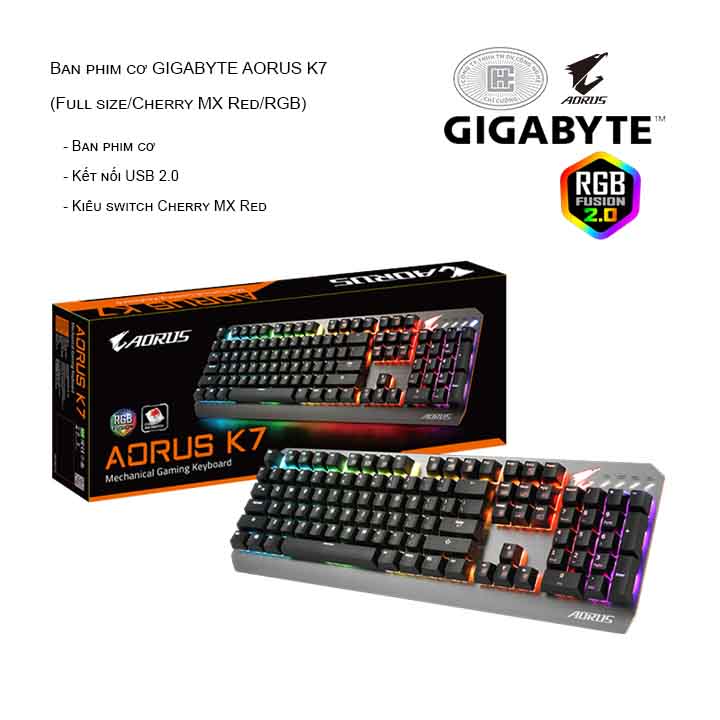 Bàn phím cơ GIGABYTE AORUS K7 (Full size/Cherry MX Red/RGB)