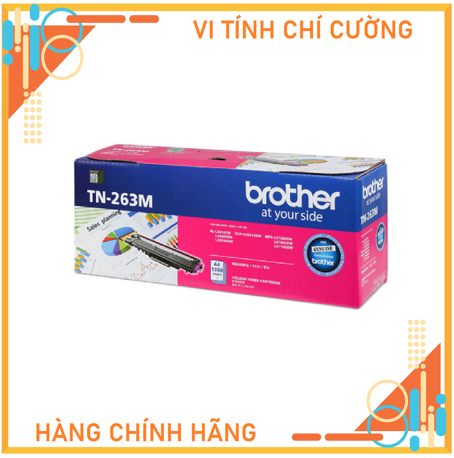 Mực in Brother TN-261M màu hồng dùng cho HL-3150CDN/3170CDW/ MFC-9140CDN/9330CDW