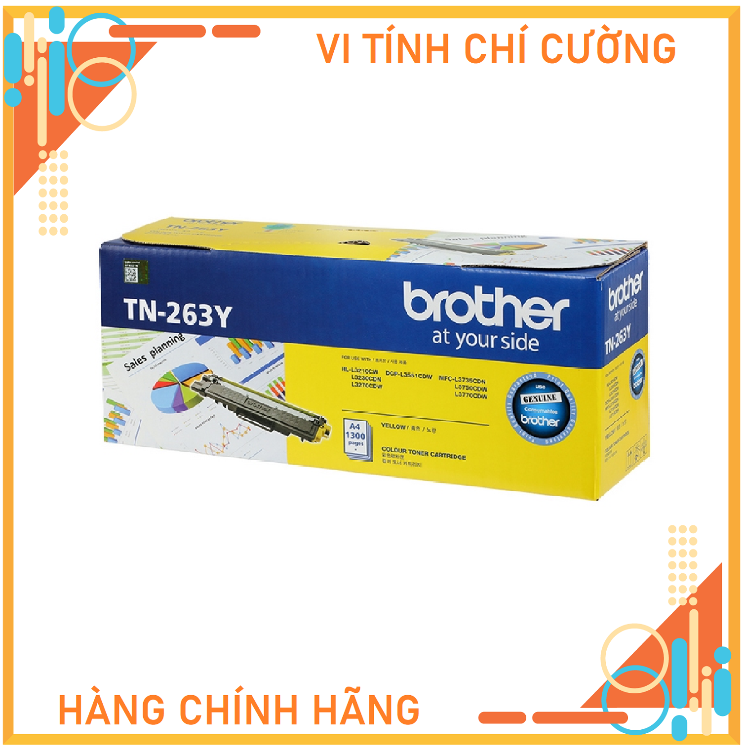 Mực in Brother TN-261Y màu vàng dùng cho HL-3150CDN/3170CDW/ MFC-9140CDN/9330CDW