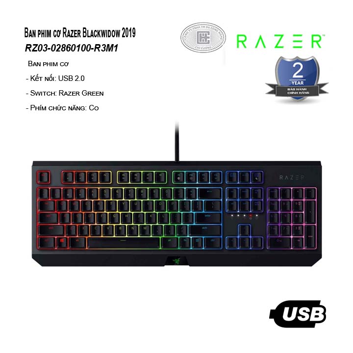 Bàn phím cơ Razer Blackwidow 2019 Green Switch - RZ03-02860100-R3M1