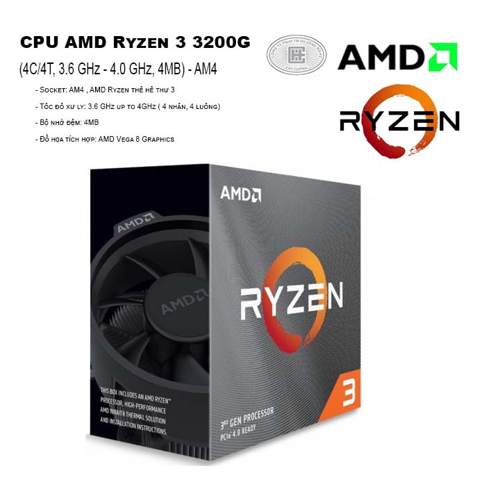 CPU AMD Ryzen 3 3200G (4C/4T, 3.6 GHz - 4.0 GHz, 4MB) - AM4