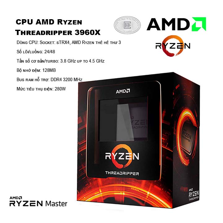 CPU AMD Ryzen Threadripper 3960X (24C/48T, 3.8 GHz up to 4.5 GHz, 128MB) - sTRX4
