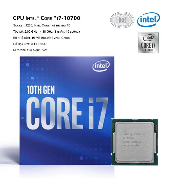 CPU Intel Core i7-10700 (16M Cache, 2.90 GHz up to 4.80 GHz, 8C16T, Socket 1200, Comet Lake-S)