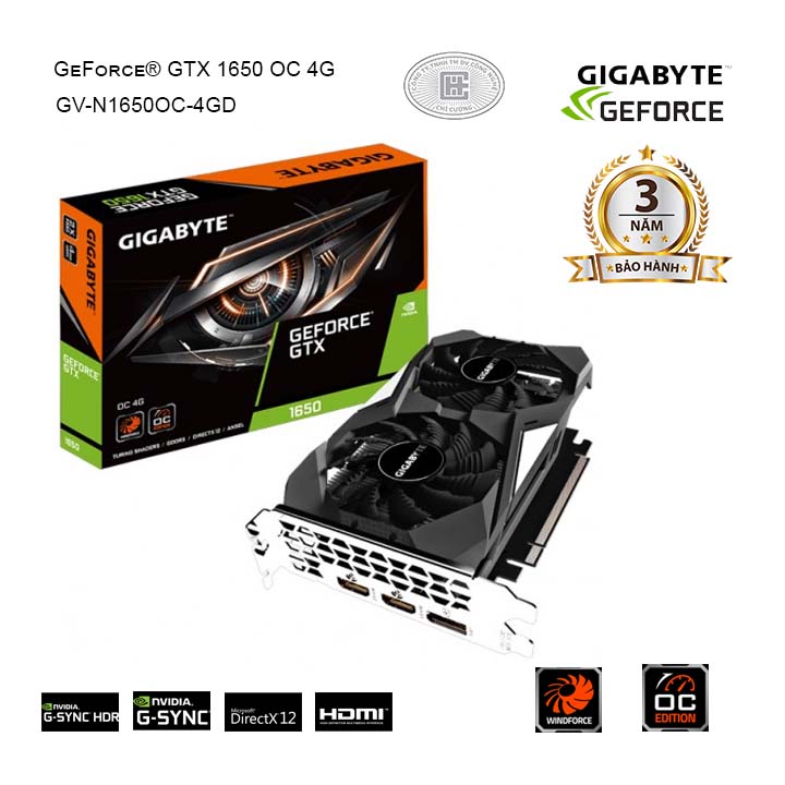 VGA GIGABYTE GeForce GTX 1650 4GB GDDR5 OC (GV-N1650OC-4GD)
