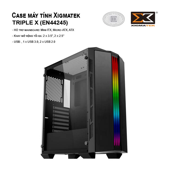 Case máy tính XIGMATEK Triple X (EN44245) - (Đen)