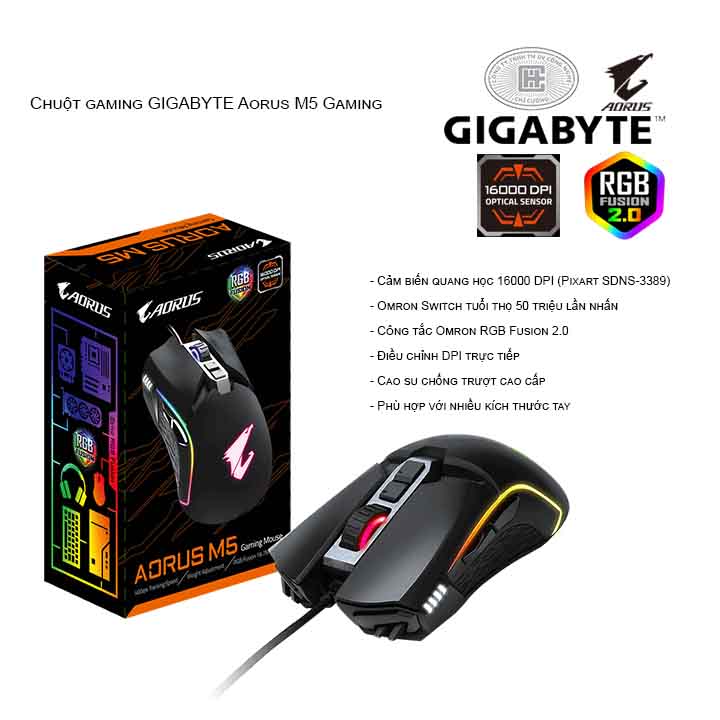 Chuột gaming GIGABYTE Aorus M5 Gaming