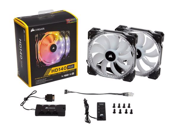 FAN CASE CORSAIR HD 140 RGB LED - Hộp 2 FAN - with controller - CO-9050069-WW