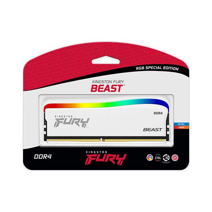 Kit Ram Kingston 16GB 3200MT/s DDR4 CL16 DIMM (Kit of 2) FURY Beast White RGB SE