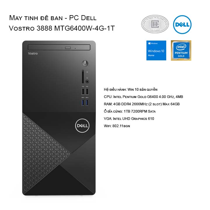 Máy tính để bàn - PC Dell Vostro 3888 MTG6400W-4G-1T