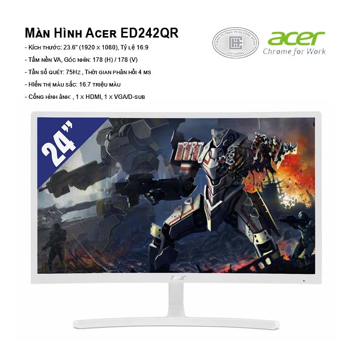 Màn hình ACER ED242QR (1920 x 1080/VA/75Hz/4 ms)