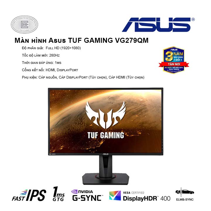 Màn hình Asus TUF GAMING VG279QM  27 inch VG279Q (FullHD/IPS/144Hz/1ms/FreeSync)
