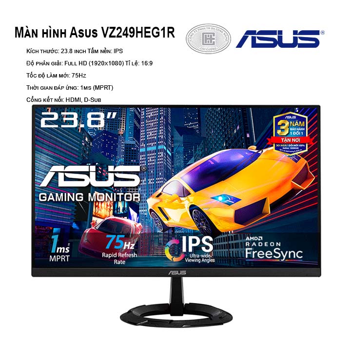 Màn hình Asus VZ249HEG1R (23.8inch/FHD/IPS/75Hz/1ms/250nits/HDMI+DP+Audio/Freesync)