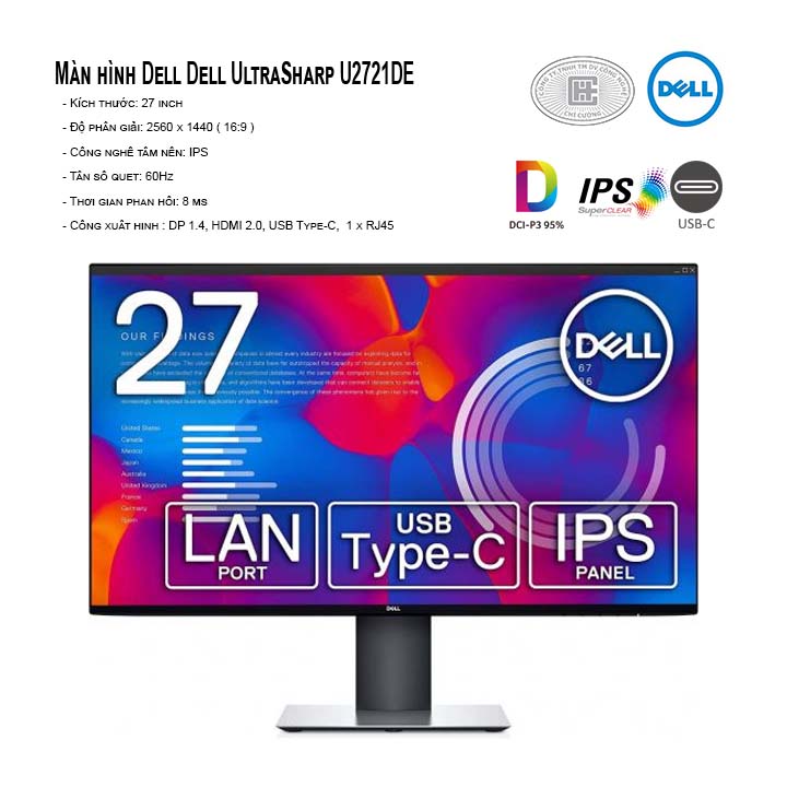 Màn hình Dell UltraSharp U2721DE 27 inch 2K USB Type-C RJ45 (giảm giá 3 ngày)