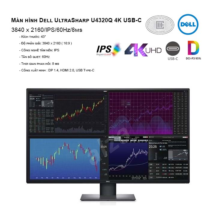 Màn hình Dell UltraSharp U4320Q 4K USB-C (3840 x 2160/IPS/60Hz/8 ms) (mới về)