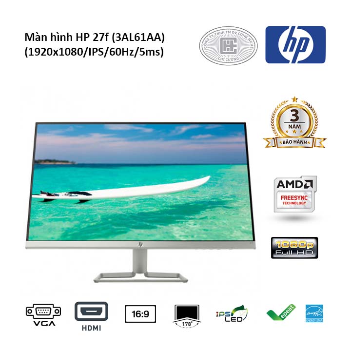 Màn hình HP 27F 27 inhces 3AL61AA (1920x1080/IPS/60Hz/5ms)