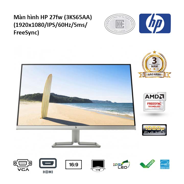 Màn hình HP 27FW 3KS65AA (1920x1080/IPS/60Hz/5ms/FreeSync)