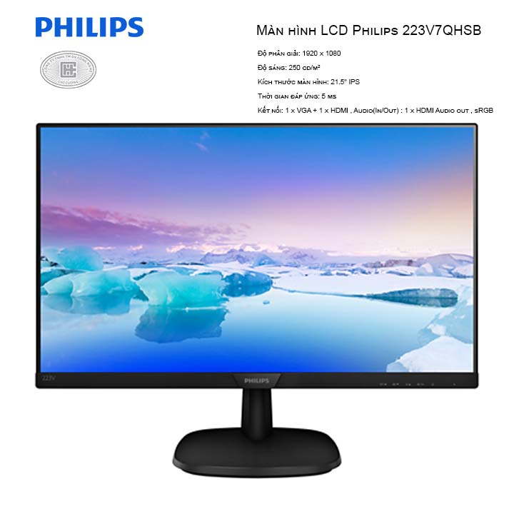 Màn Hình Philips 223V7QHSB 21.5 inches (1920x1080/IPS/60Hz/5ms)