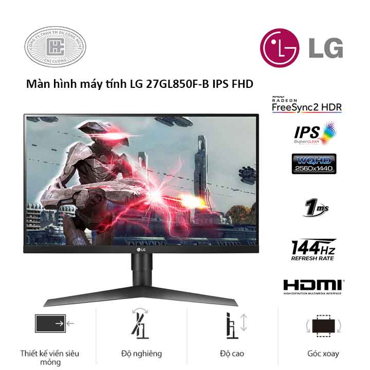 Màn Hình LG 27GL850-B.ATV - 27 inch 2560 x 1440/ IPS/ 144Hz/ 1 ms/ FreeSync)