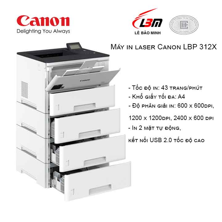 Máy in laser Canon LBP 312X Trắng (In Laser 2 mặt) 