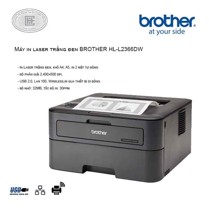 Máy in laser Brother HL-L2366DW (2 mặt , wifi) 