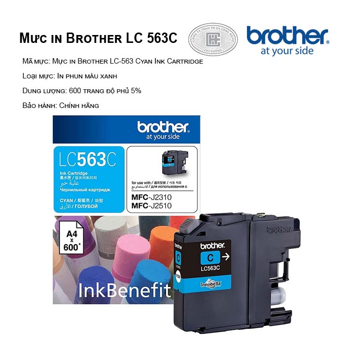 Mực in Brother LC-563C màu xanh