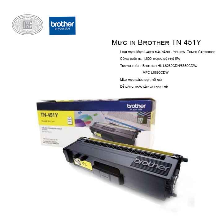 Mực in laser màu vàng Brother TN-451Y (Cho Máy HLL-8260CDN, L8360CDW, MFC-8690CDW)