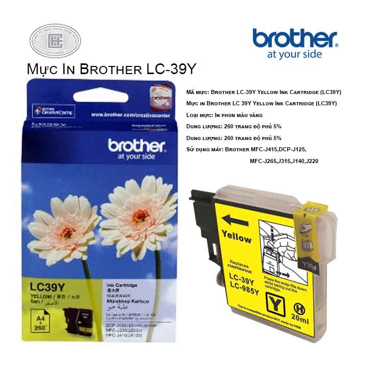 Mực in Brother LC39Y Màu Vàng