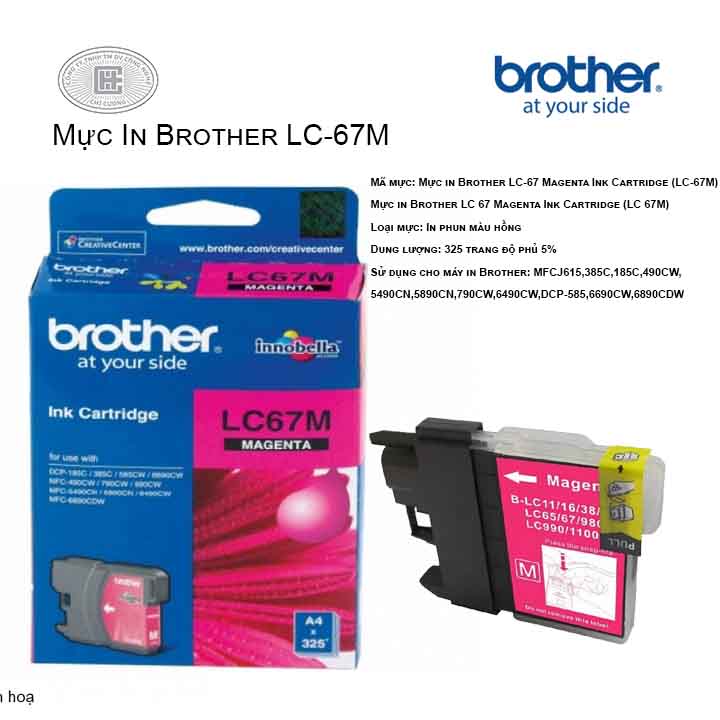 Mực in Brother LC-67M màu hồng