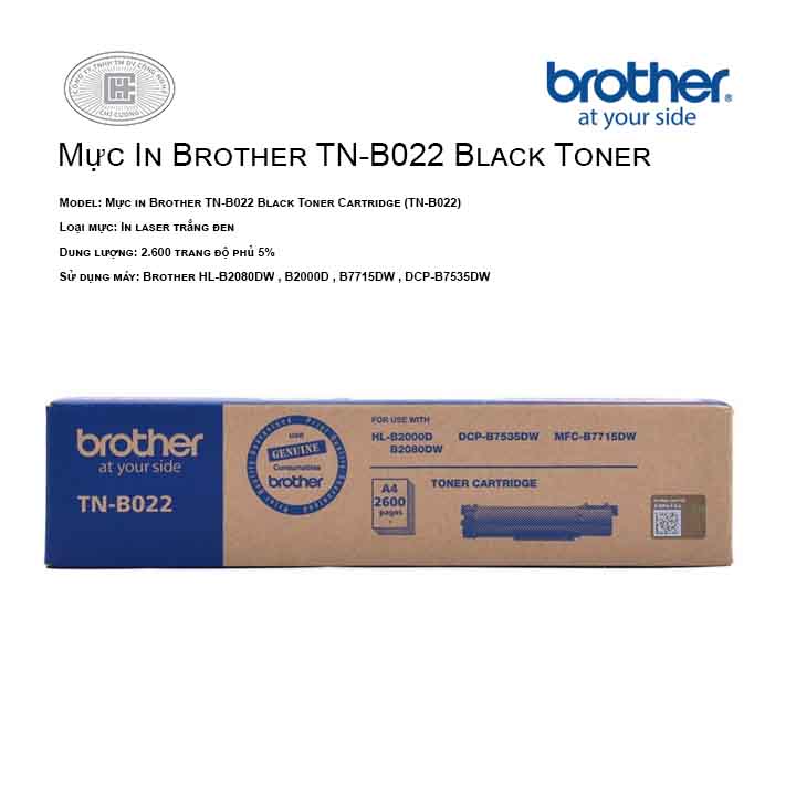 Mực in Brother TN-B022 cho máy Brother HL-B2080DW, B2000D , B7535DW ,B7715DW
