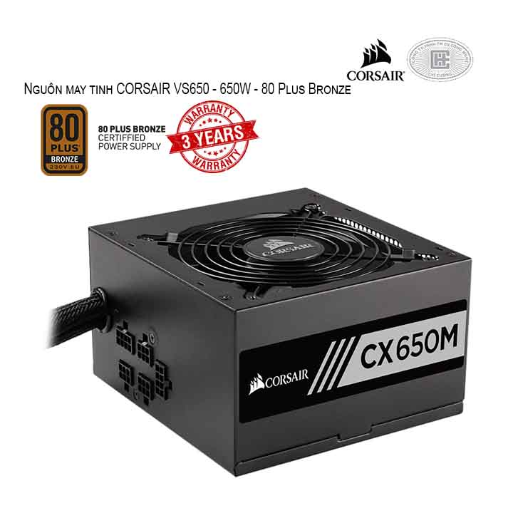 Nguồn máy tính CORSAIR CX650M - 650W - 80 Plus Bronze - Semi Modular (CCP-9020103-NA)